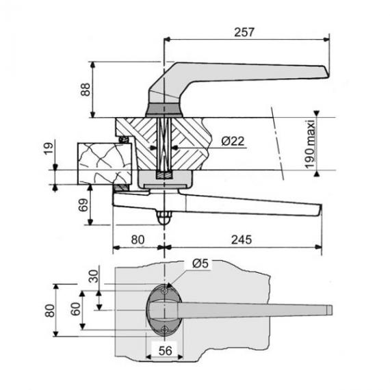 Espagnolette fastener 219