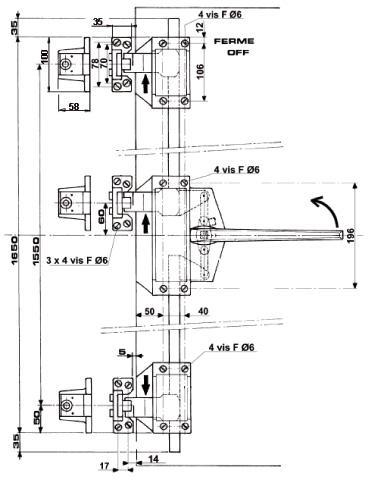 Outside espagnolette fastener 225